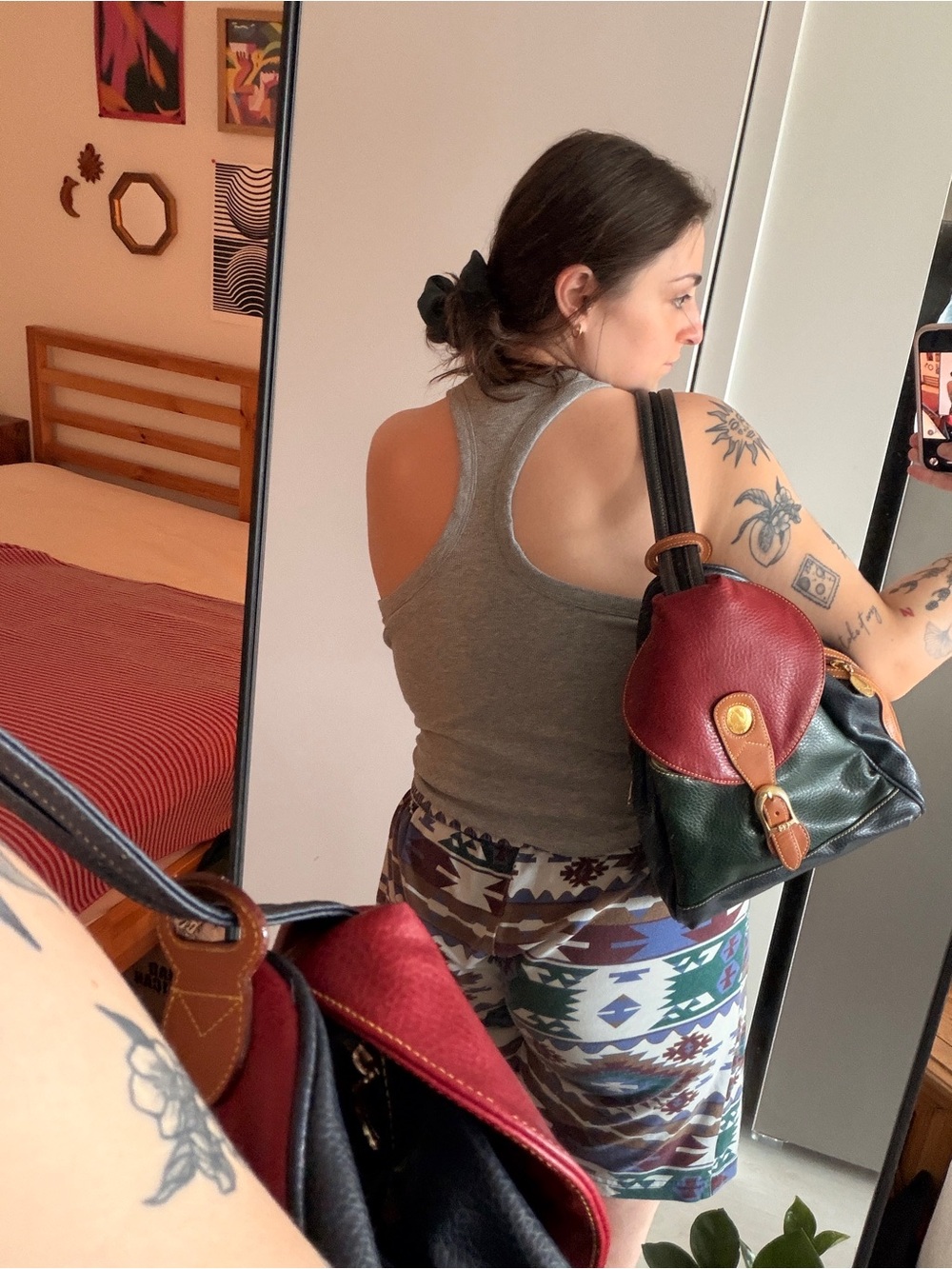 Alfred Sung Leather Colorblock Backpack - Picture 9 of 9